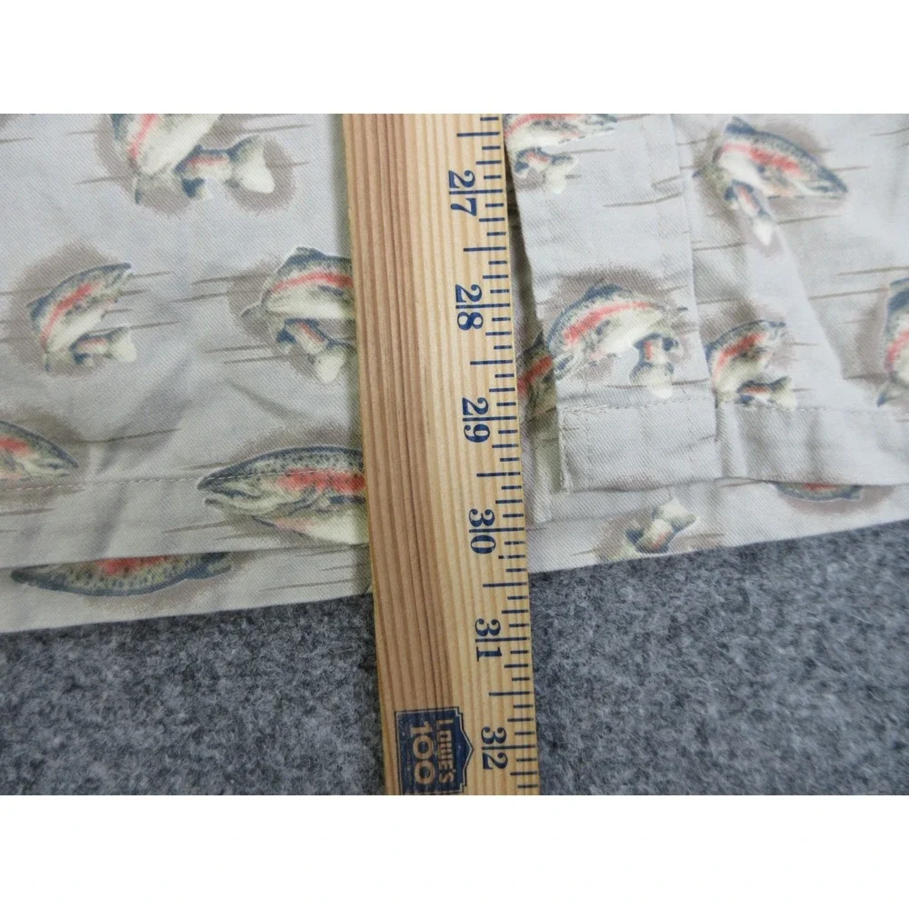 Columbia Shirt‎ Mens Medium Fish Print Short Sleeve Button Up Outdoors Fishing